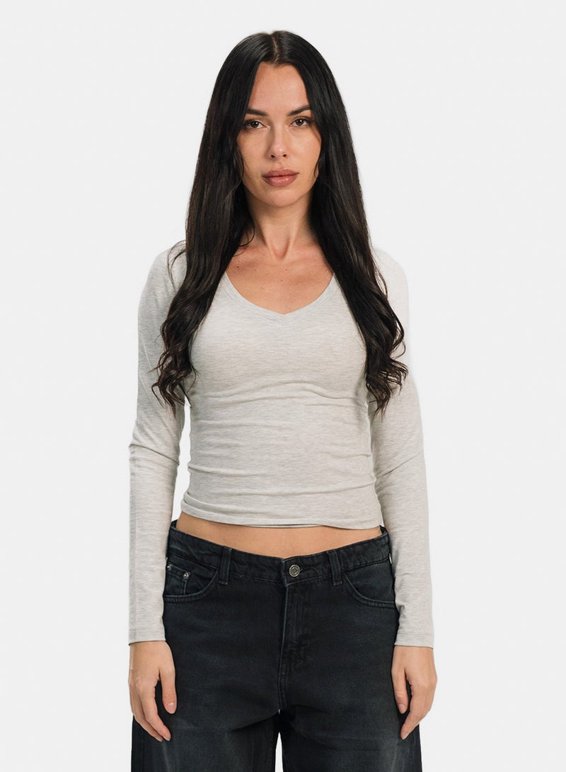 V-Neck Long Sleeve Top